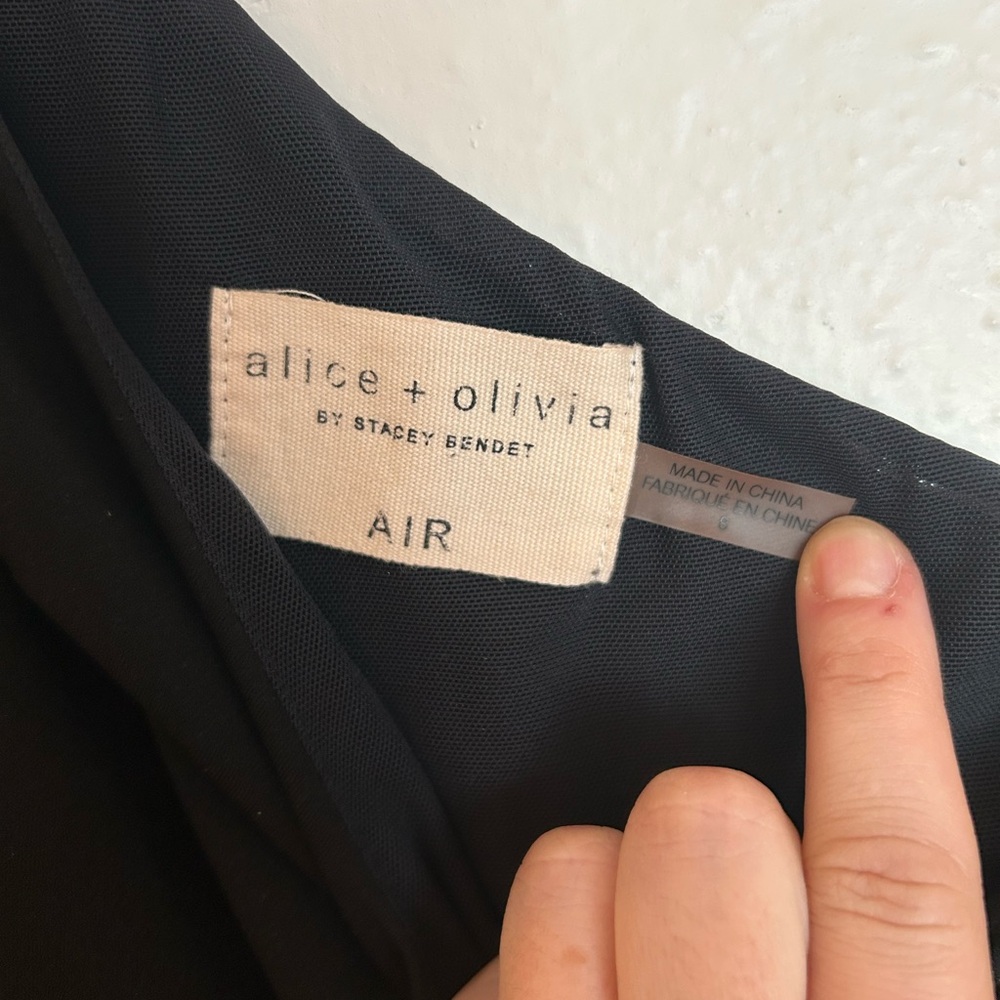 Alice + Olivia Women's Black One-Shoulder  Dress Size 8 Cut Out Slit Maxi - Picture 5 of 6